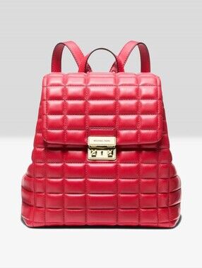 MICHAEL KORS Tribeca Small Quilted Leather Backpack - Crimson